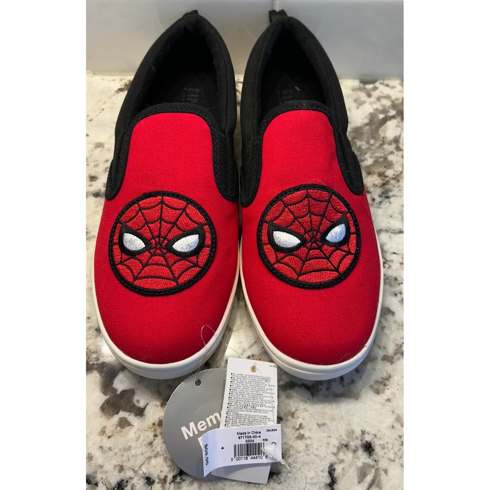 Gap Kids Spiderman Slip On Sneakers Shoes Red Black Comic Book Size‎ 4